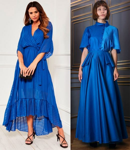 Красивые и модные платья в пол синих оттенков